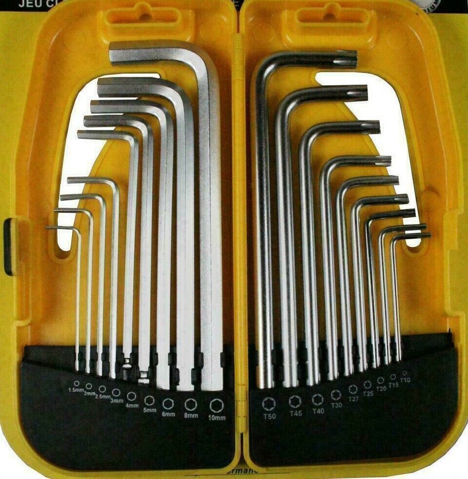 18-teiliges Set Torx Innensechskant Winkelschlüssel lang Schraubendreher