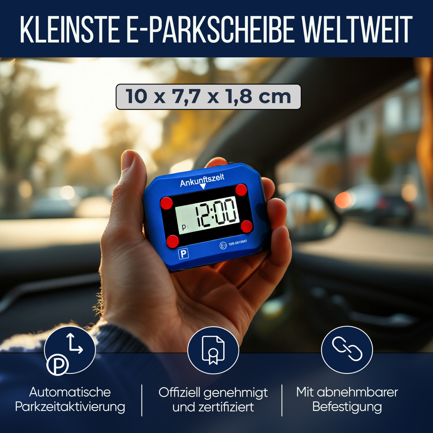 Original ProPark Elektronische Auto Parkscheibe Parkuhr Digital KBA Zulassung