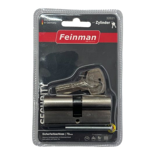 Feinman 70 mm Türschloss Zylinderschloss - Messing Matt Massiv