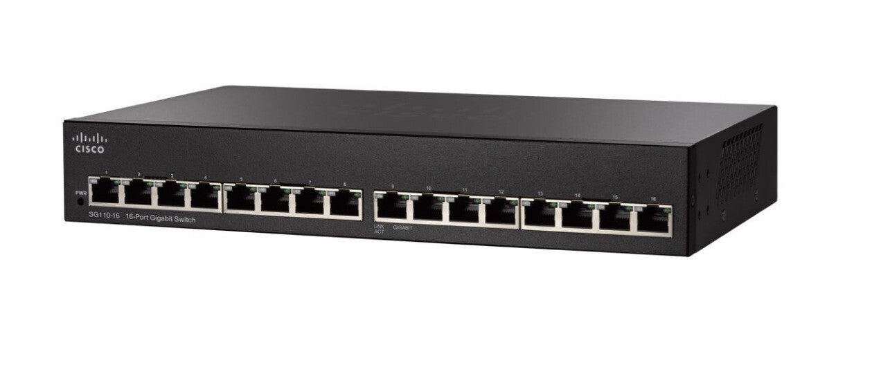 Cisco SG110-16 Switch – 16-Port Gigabit Unmanaged, Metallgehäuse, Plug & Play