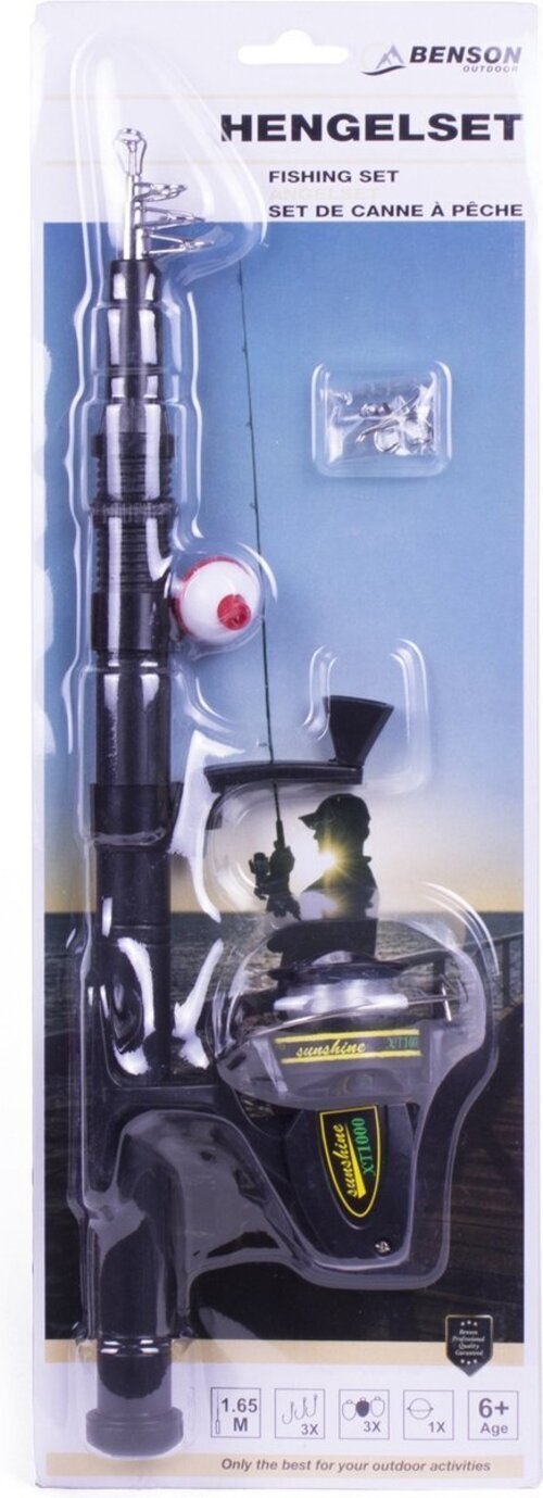 Angelset Benson Teleskoprute 165 cm – inkl. Rolle, Haken, Pose & Blei