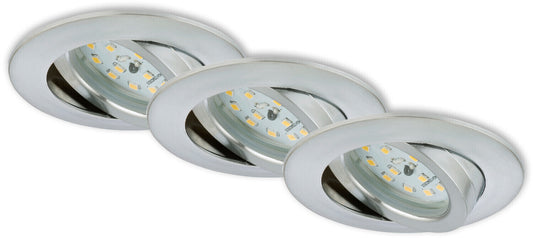 Briloner LED Einbauleuchte 3er-Set, 6,5W, Dimmbar, Aluminium, IP23, Ø 8,2 cm, Ku