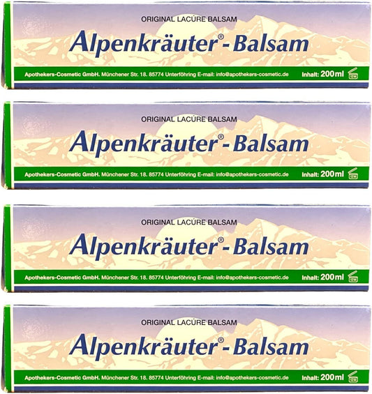 4×200 ml Alpenkräuter-Balsam – Kühlend & Erfrischend für Füße, Hände, Massage