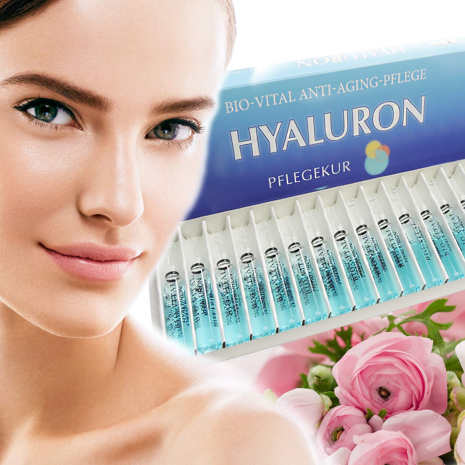 Hyaluron Bio Vital Anti Aging Pflegekur 30 ml hochkonzentrierte Hyaluronsäure, 15 Ampullen á 2 ml, gegen Falten Made in Germany von STREHLER DESIGN